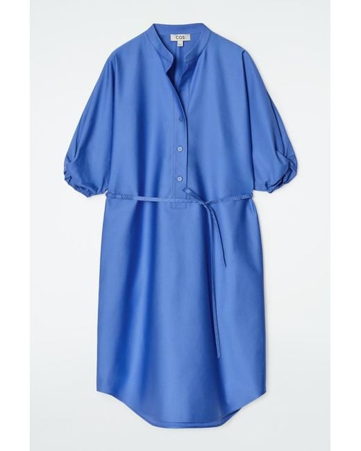 COS Blue Belted Midi Shirt Dress
