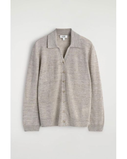 COS Gray Knitted Linen-Merino Shirt