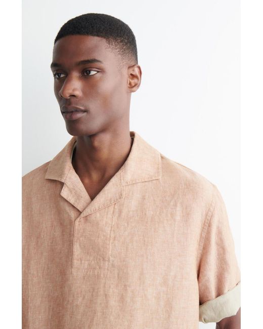 COS Orange Linen Popover Shirt for men