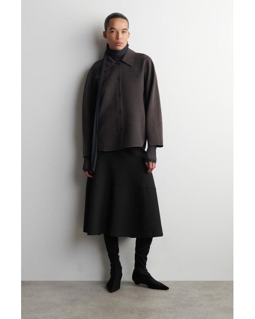 COS Black Rounded Wool-Blend Shirt