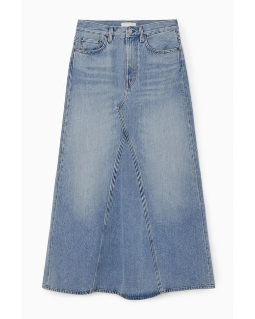 COS Blue Panelled Denim Maxi Skirt