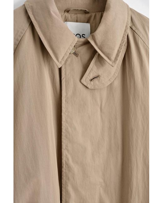 COS Natural Padded Belted Funnel-Neck Long Coat for men