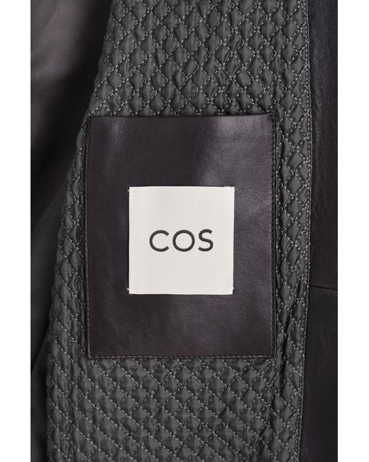COS Black Detachable Shearling-Collar Leather Jacket for men