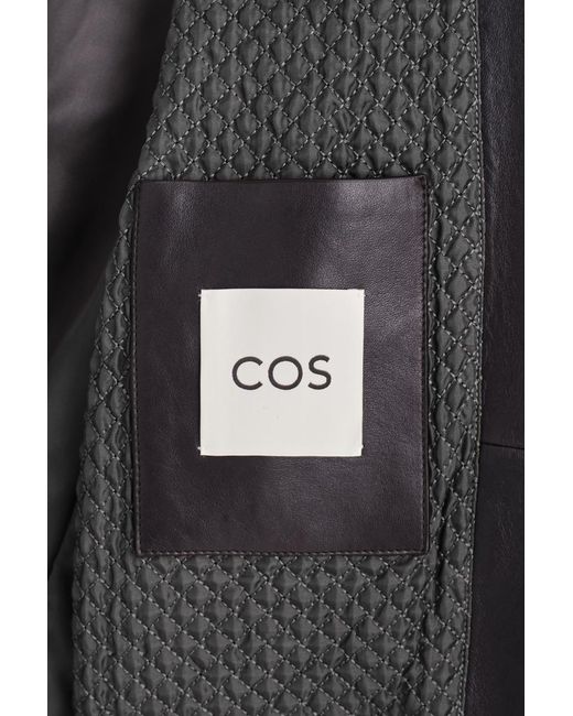 COS Black Detachable Shearling-Collar Leather Jacket for men