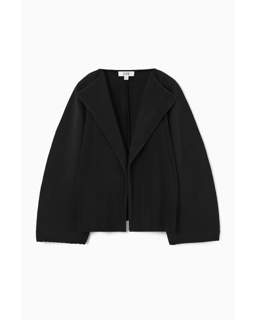 COS Black Pleated Open-lapel Jacket