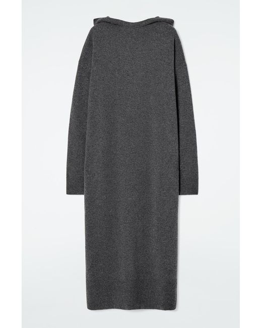 COS Gray Hooded Merino Wool Maxi Dress
