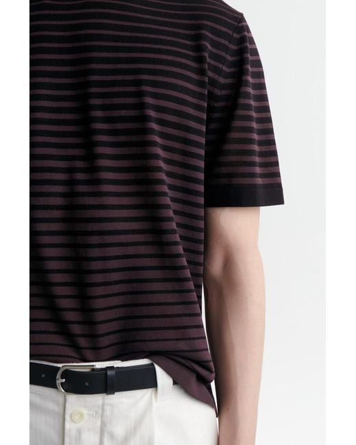 COS Blue Striped Knitted Cotton T-Shirt for men