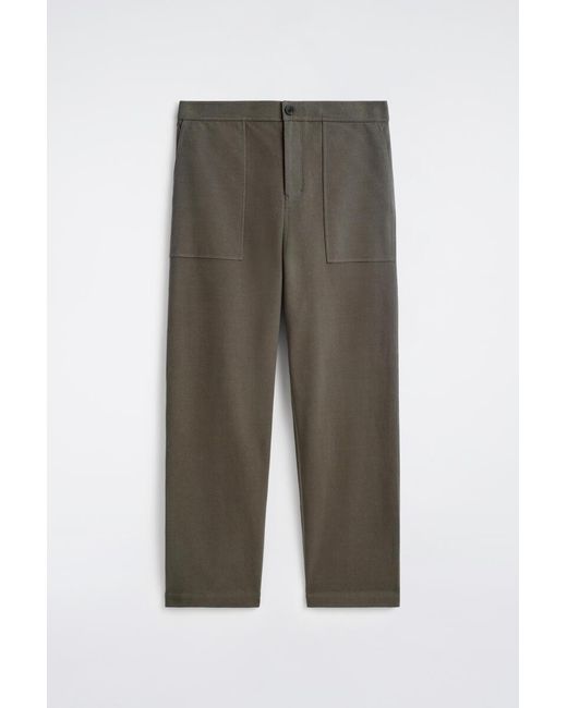 COS Green Cotton Relaxed-Fit Straight-Leg Utility Trousers for men