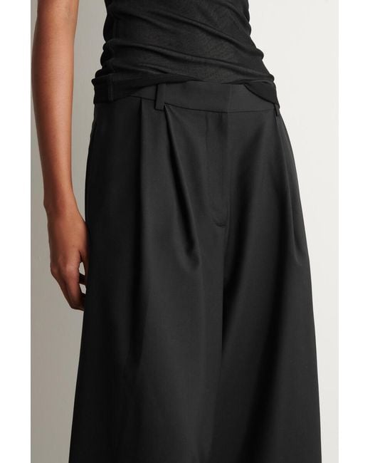 COS Black Pleated Wool-Blend Culottes