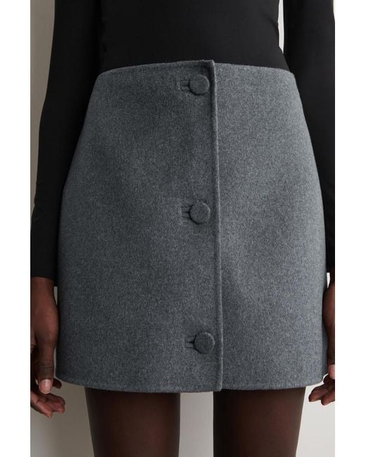 COS Blue Buttoned Double-Faced Wool Mini Skirt