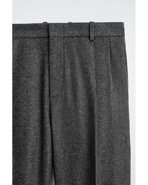 COS Gray Pleated Wool Straight-Leg Trousers for men
