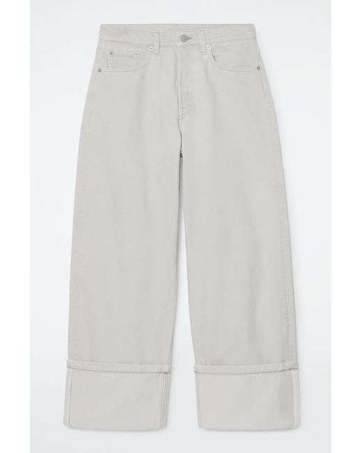 COS White Facade Turn-up Straight-leg Jeans