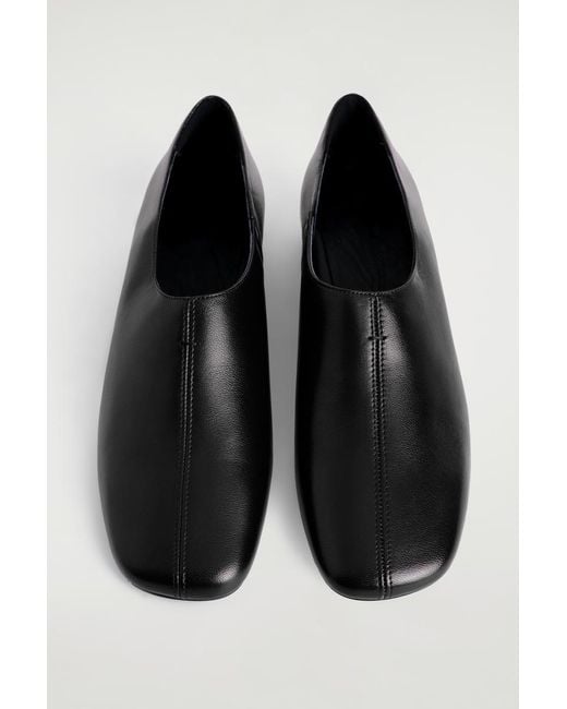 COS Black Square-Toe Leather Heeled Shoes