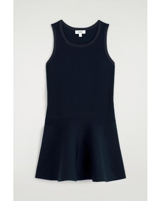 COS Blue Flared Knitted Mini Dress