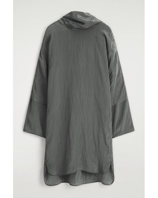 COS Gray Crinkled-Satin Mini Dress