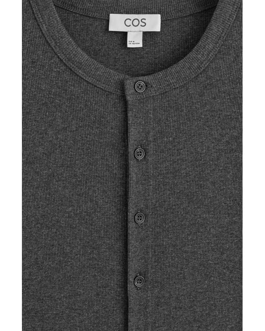 COS Gray Slim Ribbed Cotton Cardigan for men