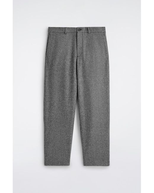 COS Gray Birdseye Wool Barrel-Leg Pants for men