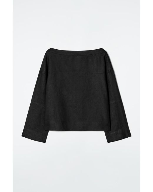 COS Black Leinenbluse Mit Bindedetail