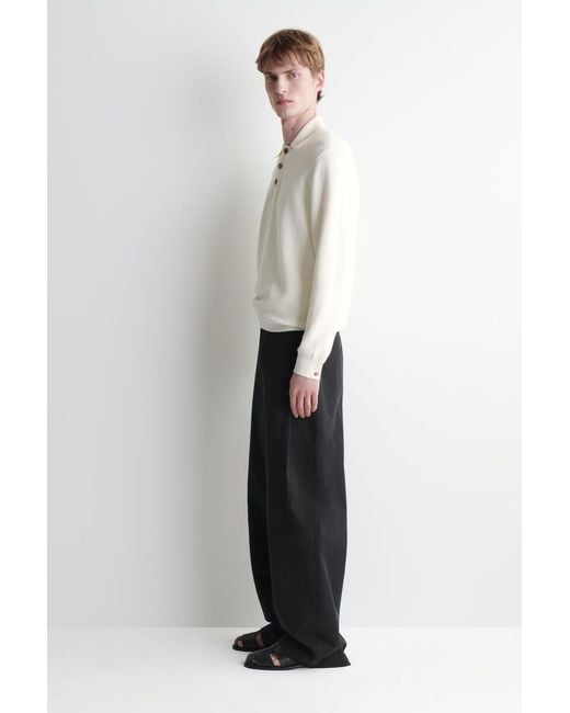 COS White Honeycomb-Knit Polo Shirt for men
