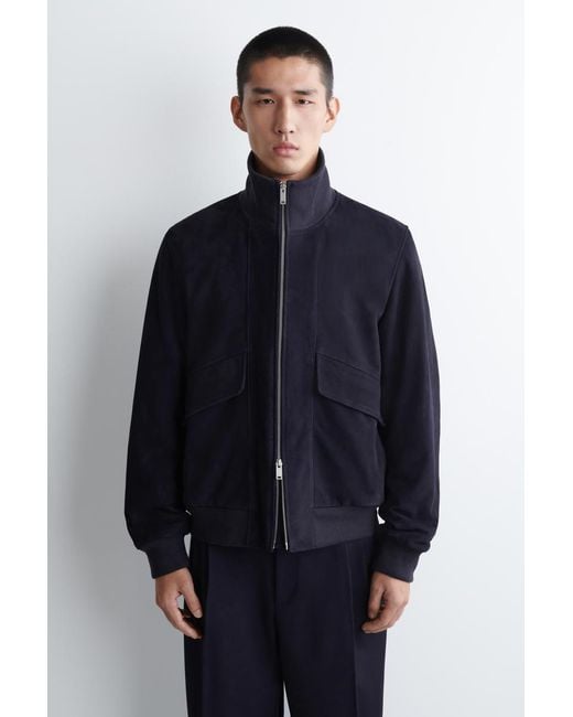 COS Blue Suede Flight Jacket for men