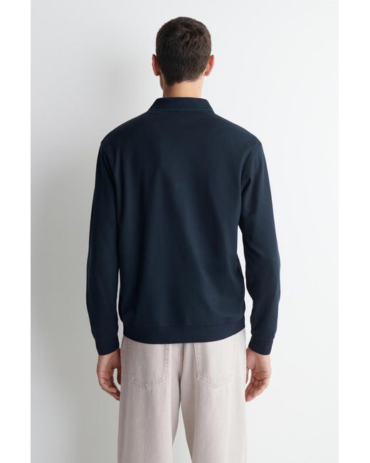 COS Blue Contrast-Tipped Cotton-Pique Polo Shirt for men