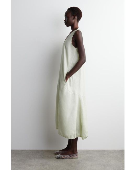 COS White Elasticated-Hem Linen Maxi Dress