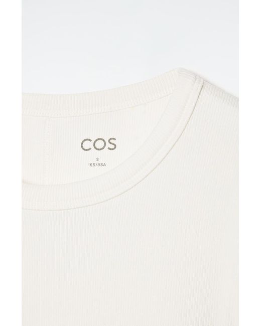 COS White Ribbed Jersey Long-Sleeved Top