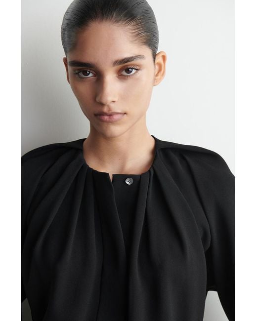 COS Black Voluminous Pleated Blouse