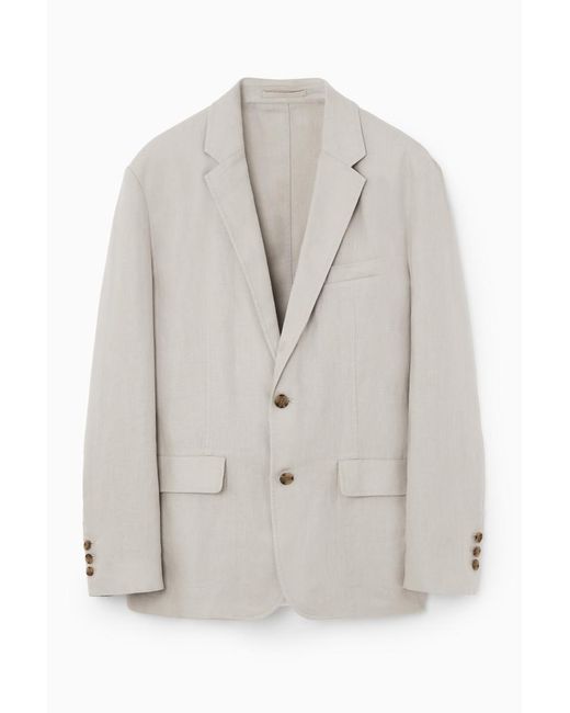 COS White Regular Unstructured Linen Blazer for men