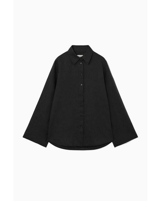 COS Black Wide-sleeved Linen Shirt