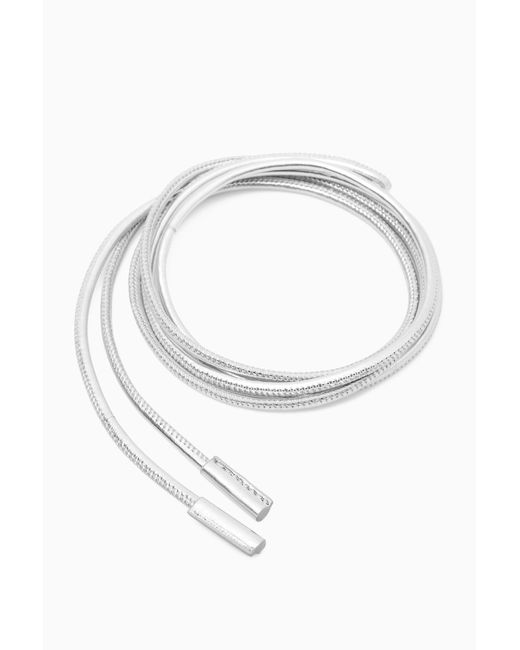COS White Metallic Leather Rope Belt