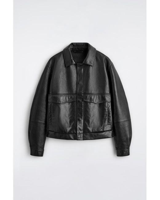 COS Black Leather Blouson Jacket for men