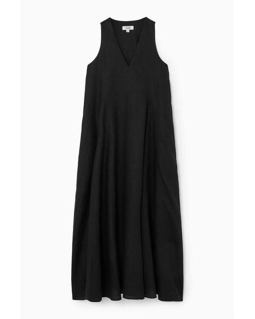 COS Black Voluminous V-neck Maxi Dress