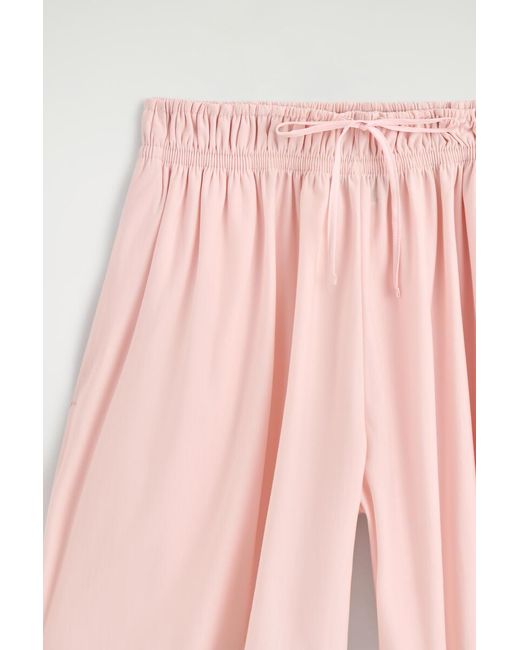 COS Pink Ruched-Waist Shorts