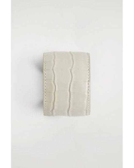 COS White Croc-Effect Leather Cuff