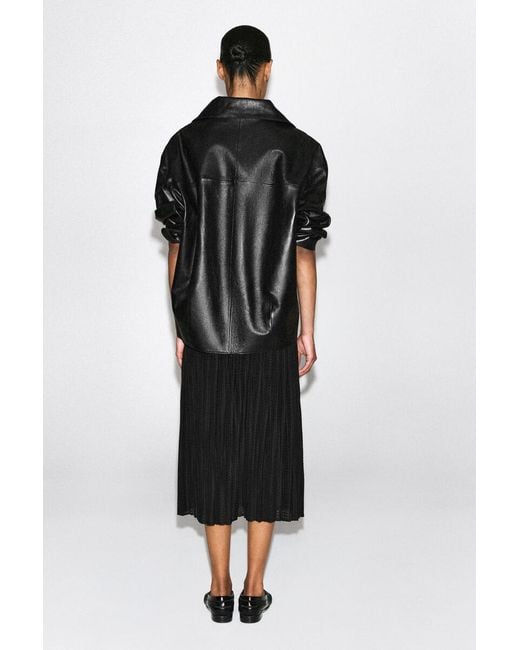 COS Black Pleated Jacquard Midi Skirt