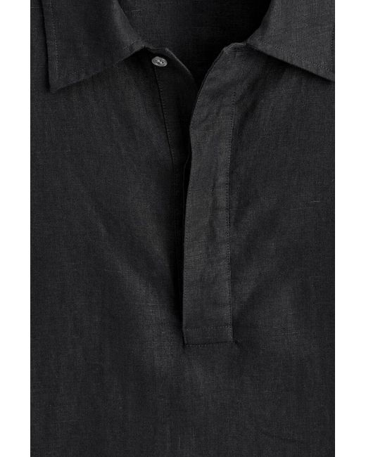 COS Black Linen Popover Shirt for men