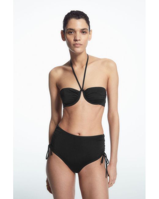 COS Black Ruched High-waisted Bikini Briefs