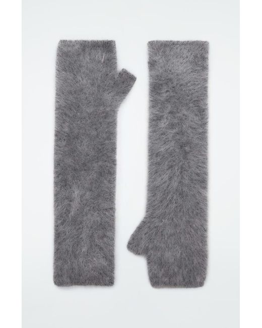 COS Gray Brushed-cashmere Fingerless Gloves