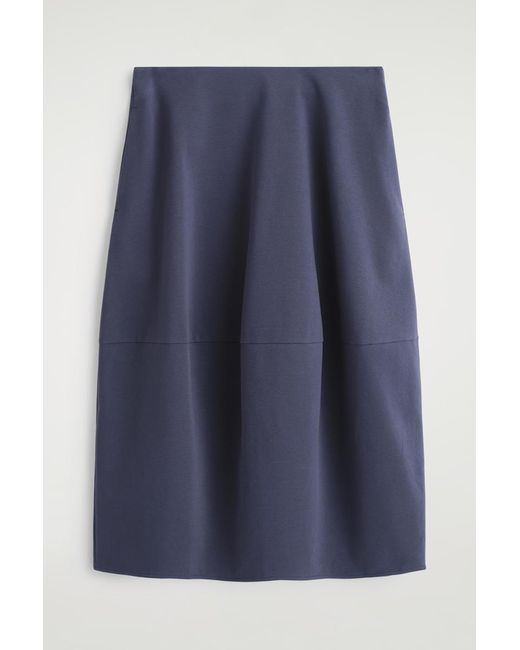 COS Blue Rounded Cotton Midi Skirt