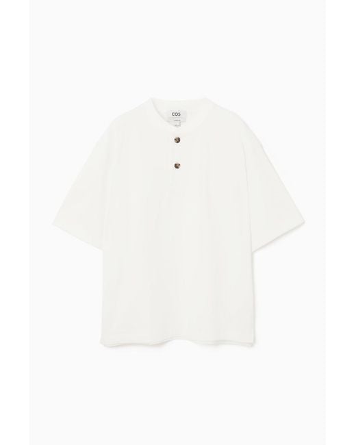COS Oversized-t-shirt Mit Kurzer Knopfleiste in White für Herren