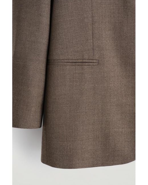 COS Brown Collarless Wool-Blend Blazer