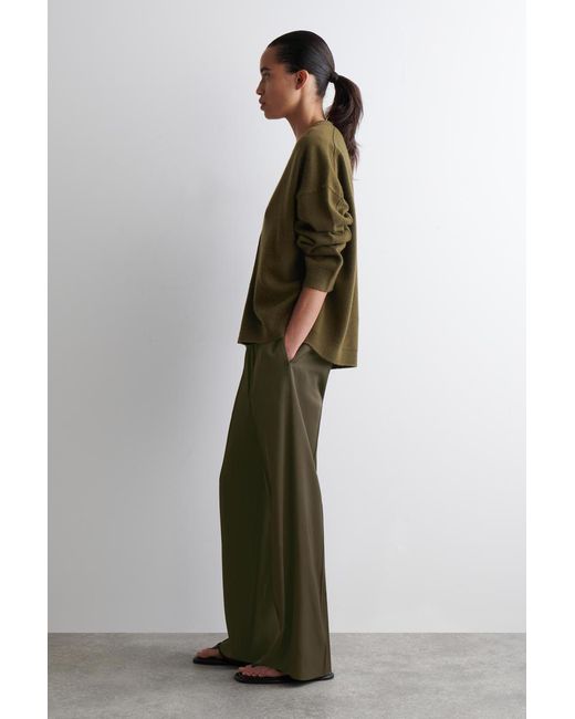 COS Green Cashmere V-Neck Cardigan