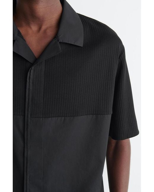 COS Black Relaxed Contrast-Panel Shirt for men