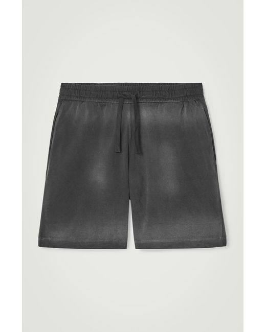 COS Gray Washed-jersey Drawstring Shorts for men
