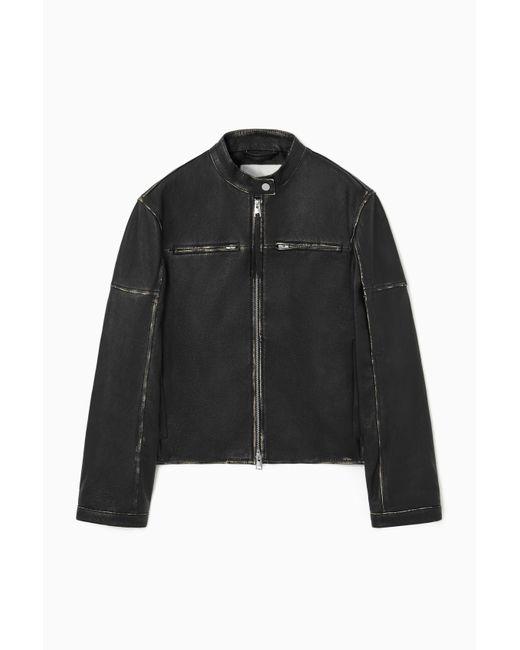 ジャケット・アウター cos leather moto jacket ladies COS Leather Moto Jacket in Black | Lyst