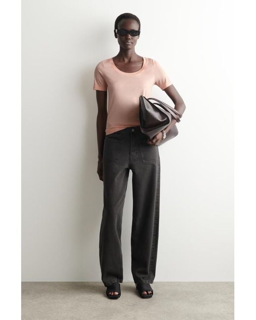 COS Pink Slim Silk T-Shirt
