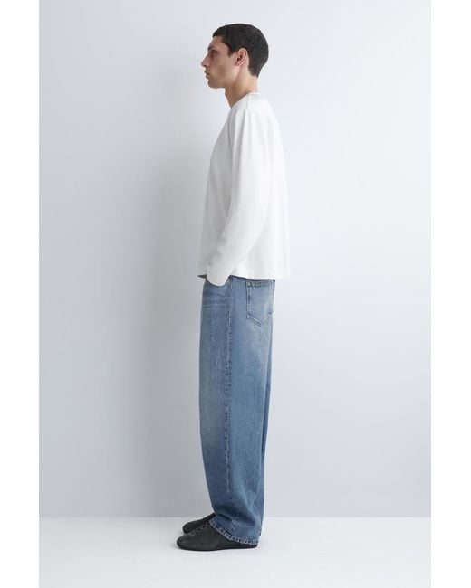 COS White Relaxed Jersey Interlock Long-sleeved T-shirt for men
