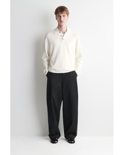 COS White Honeycomb-Knit Polo Shirt for men