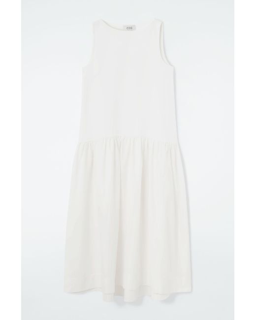 COS White Voluminous Sleeveless Midi Dress